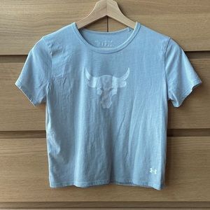 Underarmour Light Grey Project Rock Bull Graphic Cropped Short Sleeve T-Shirt XS